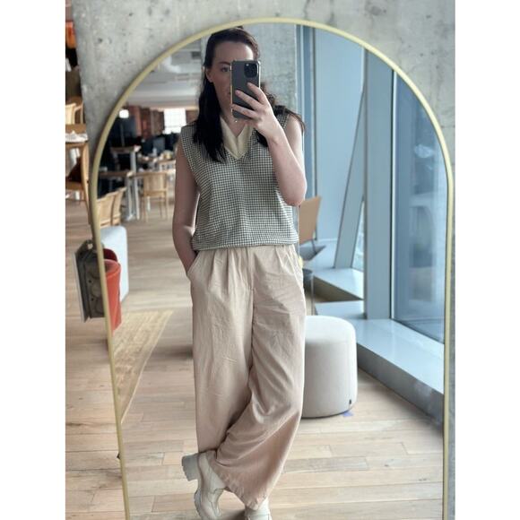 Madewell Beige Tan Relaxed Button Front Relaxed Fit Wide-Leg Pants Size 14 - Picture 12 of 14
